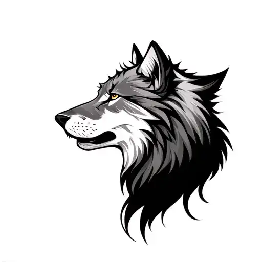 Half Lion Half Wolf Tattoo Design