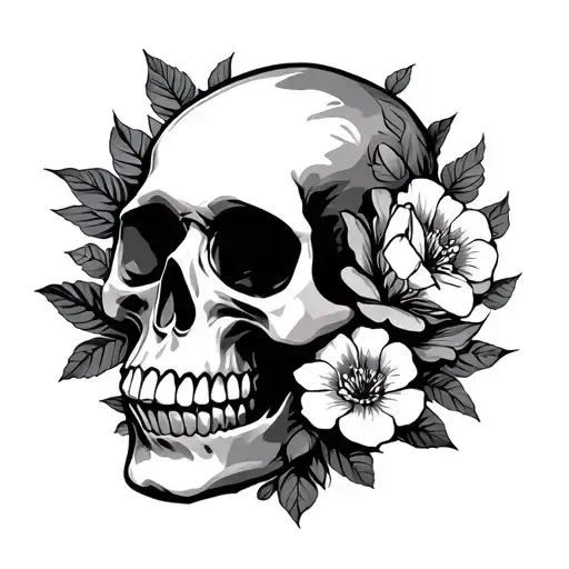Skull And Flowers