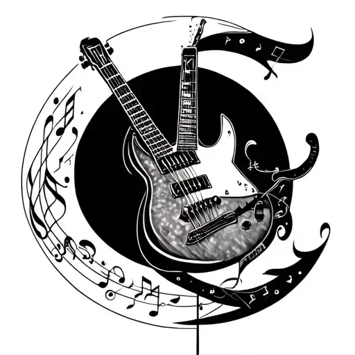 Pedal Steel Guitarr Moon Music Note Intertwined