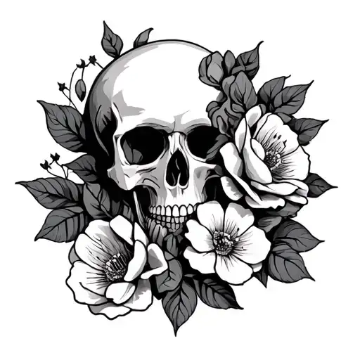 Skull And Flowers