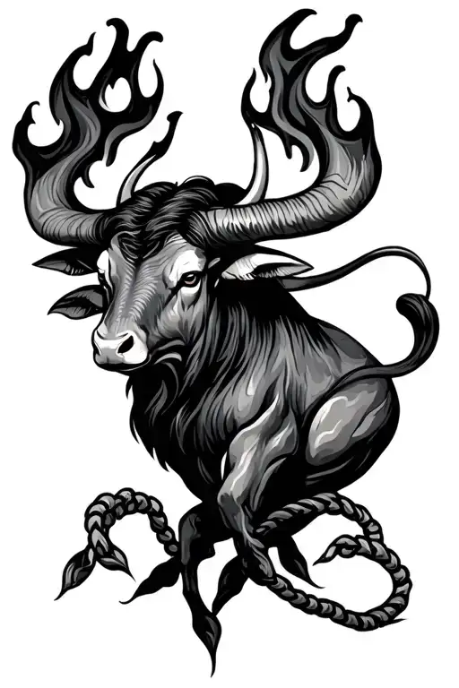 Taurus In Fire With Lifeline Symbol Incorporated