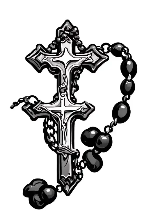 Catholic Rosary Necklace On Shoulder