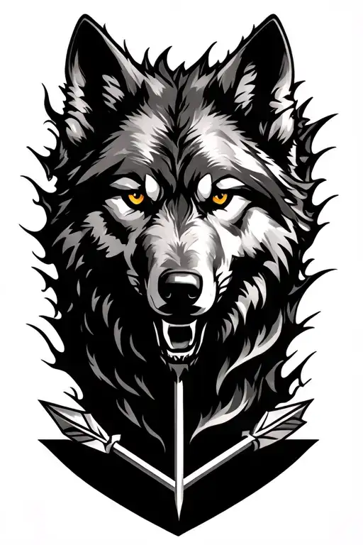 Wolf Face On A Arrow Head Emerging