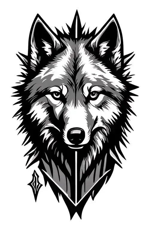 Arrowhead With Wolf Silhouette