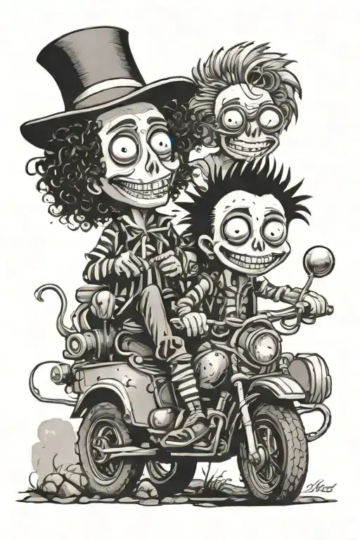 Music Themed Tim Burton Characters Riding Off Road Vehicles