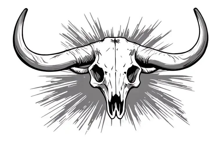 Ox Skull With Cool Background Chest Piece Featuring