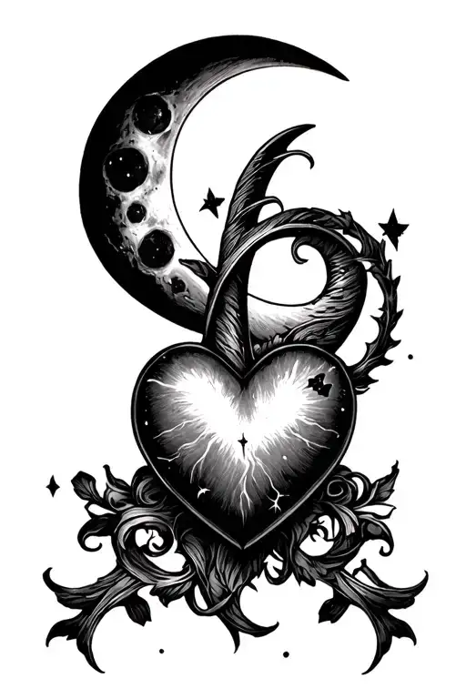 Y And L Heart Surrounded By The Moon