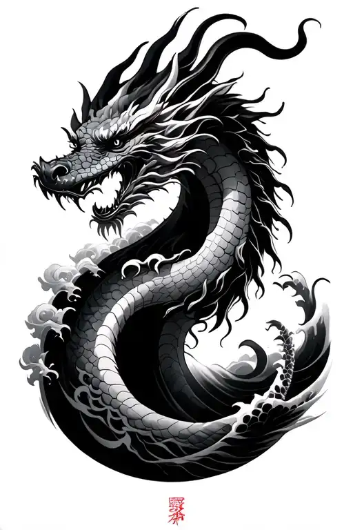 Dragon And Japanese Wave