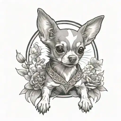 Chihuahua Wearing An Anime Costume In An Asian Garden