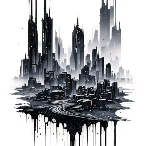 Linhas Cyberpunk Cityscape