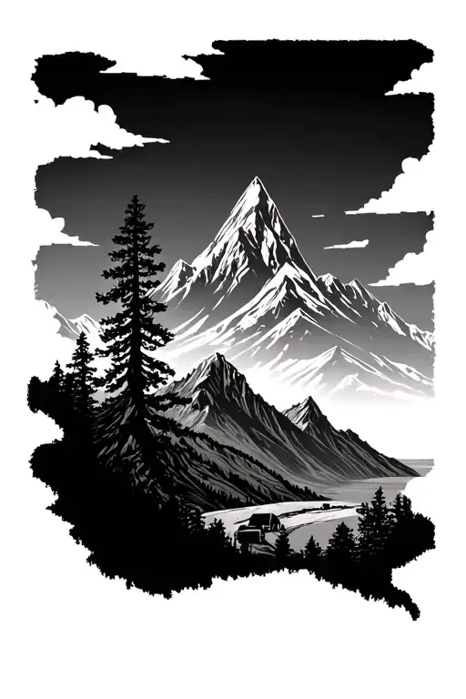 Nature With Mountains And Tree And Traveling