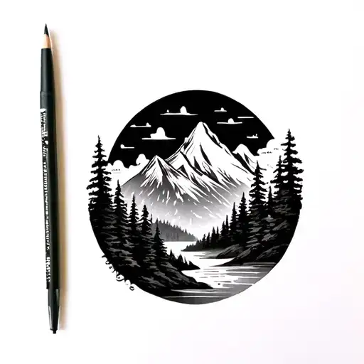 Mountain And Nature Skinny Tattoo For Forearm