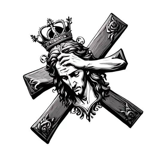 Jesus On The Cross Arm Nail Cross With Crown