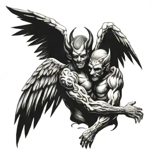 An Angel Hug A Black Demon