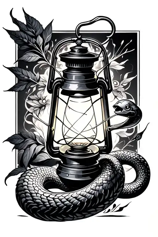 Vicking With Lantern Compas And Square And Snake