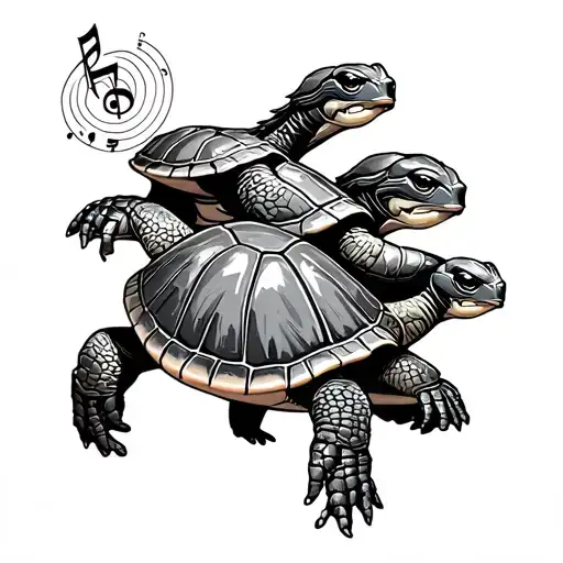 Three Turtles And Music Symbols Incorporated