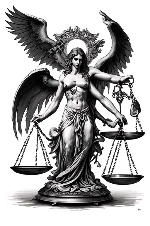 Libra In Balance Scales With A Fight Between Good And Evil