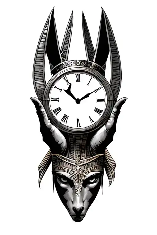 Anubis Egiptian God Holding Time Clock