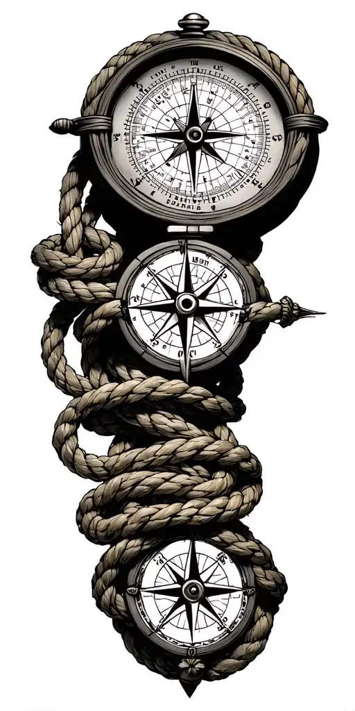 Chronos Compass Map Rope Tied