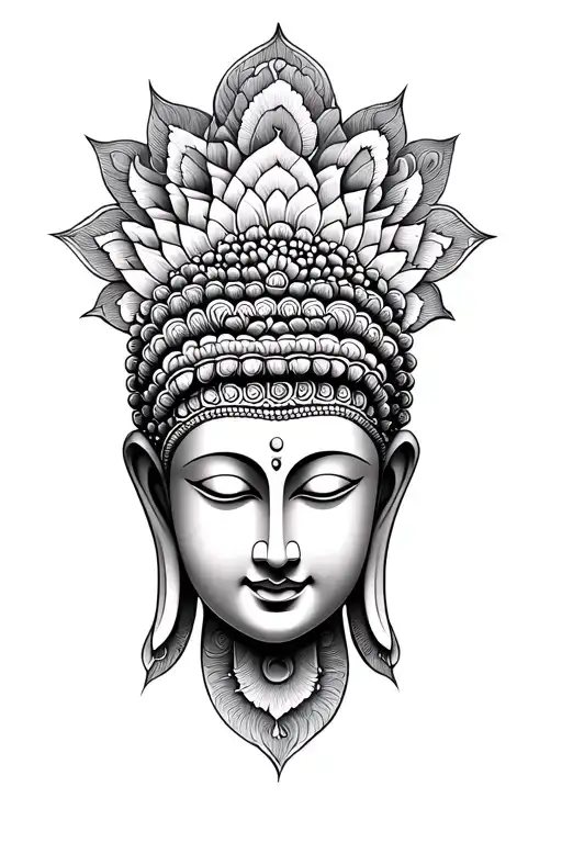 Mandala Waves Buddha Dot Work Design