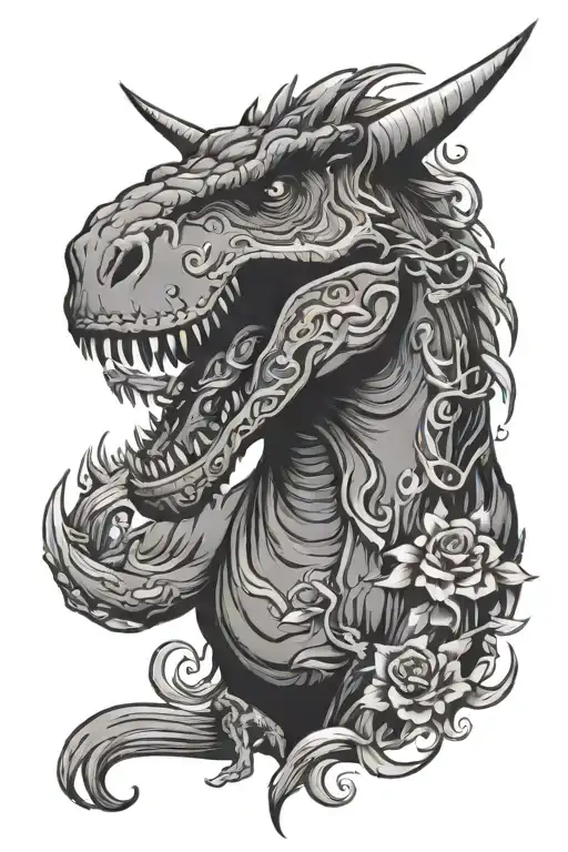 T-rex Unicorn Rainbow Black Grey