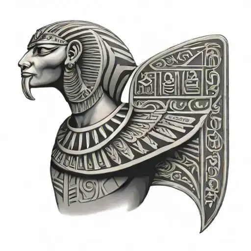 Egyptian Cultural Tattoo With Hieroglyphics Arm Sleeve To Chest