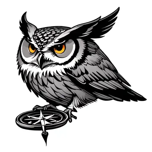 Owl With Compass