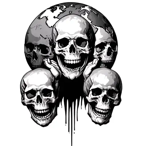 Atlas Holding The World Skulls