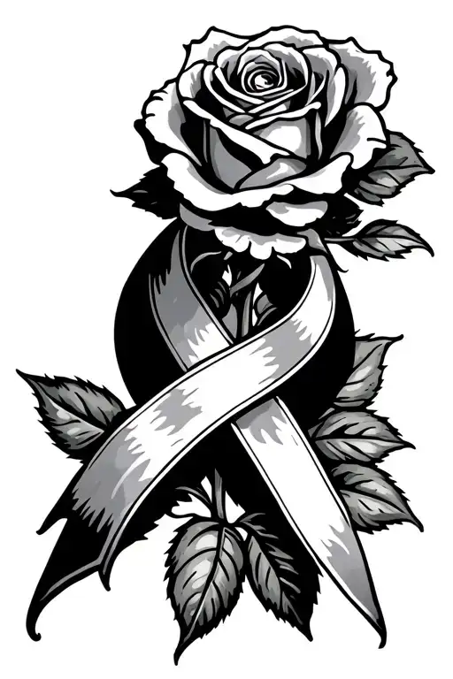Rose And 2 Cancer Ribbons Tied Together
