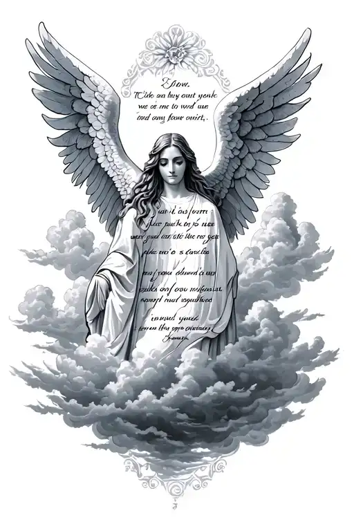 Serenity Prayer With Angel And Clouds