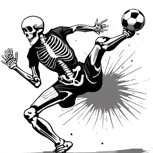 Skeleton Soccer Player Slide Kicking