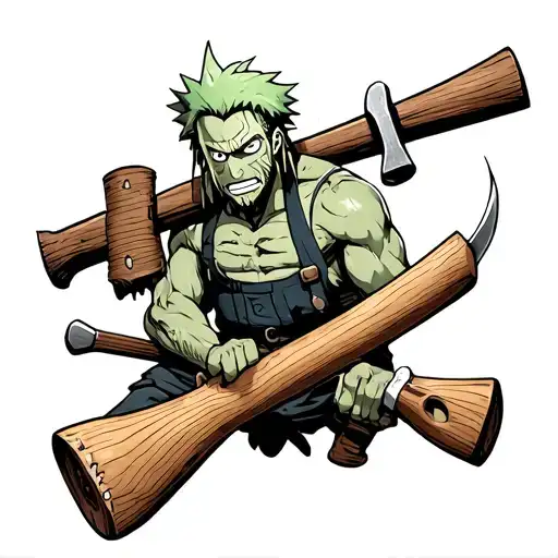 Zoro One Piece But With Farmers Tools Instead Of Weapons