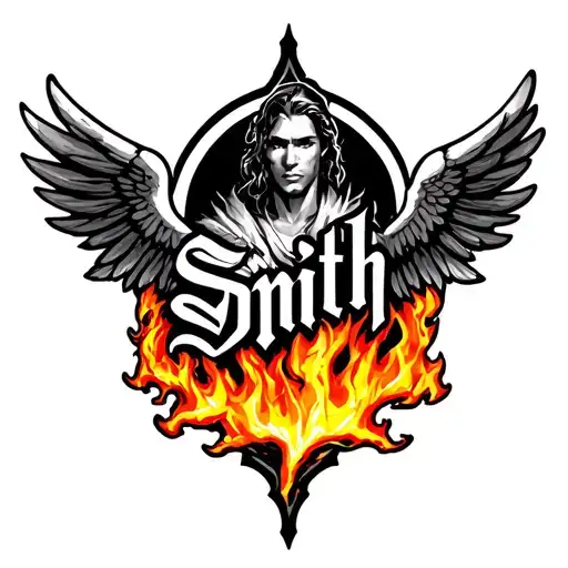 Name Smith With Wings On The Side And Fire Comig From Uderneath