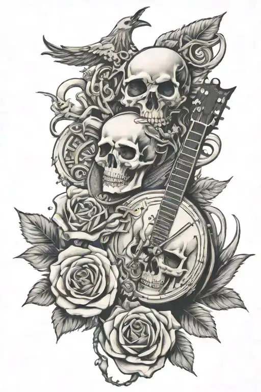 Guitar Skull Crow Scorpion Rose Watch
