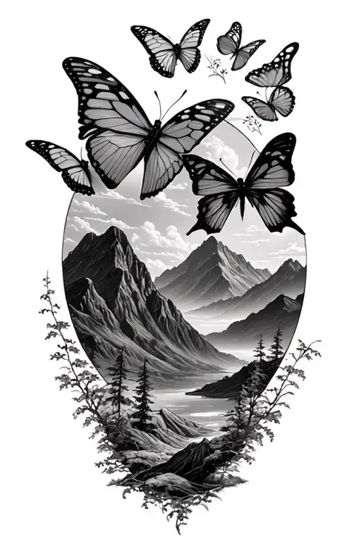 Mountains And Butterflies