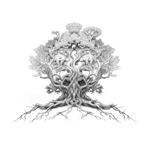 Ygdrasil With Odin Hanging From A Branch