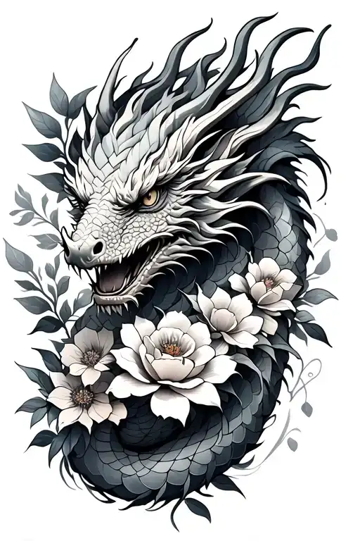Dragon And Flowers