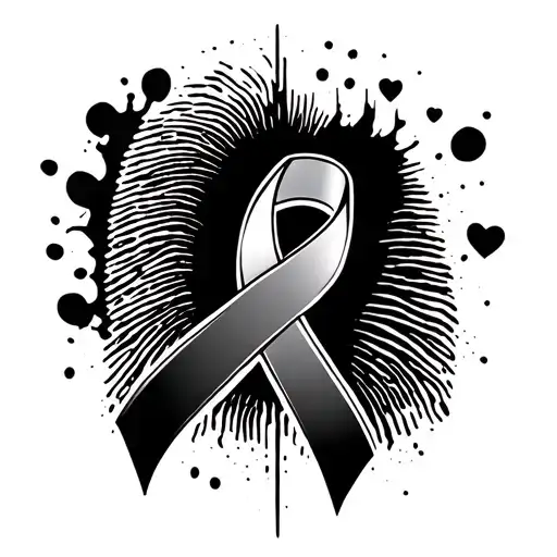 Fingerprint Mixed With Cancer Ribbon
