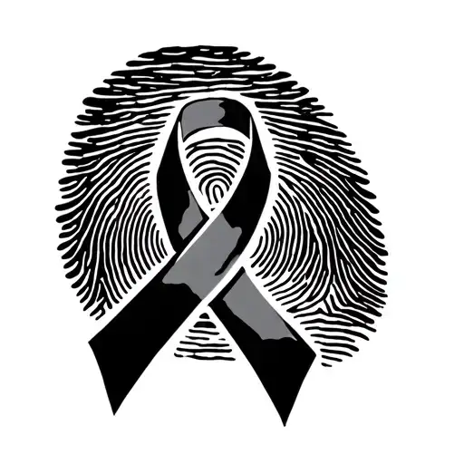Fingerprint Mixed With Cancer Ribbon