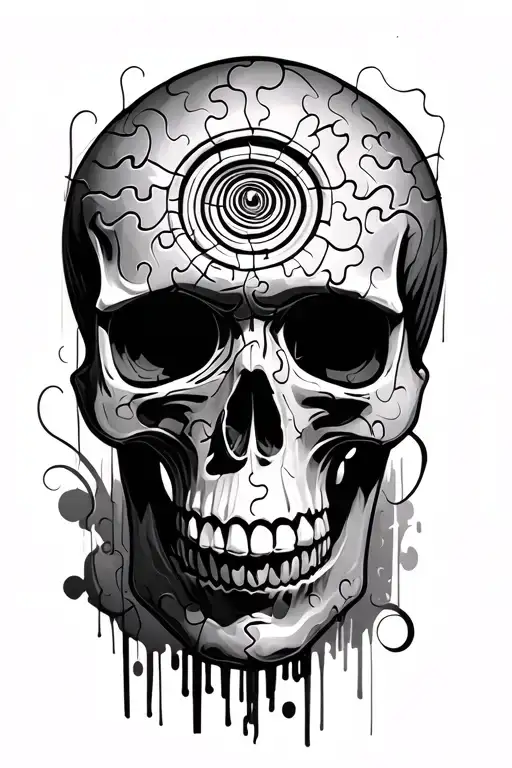 Unfinished Puzzle Skull With Spiral Eye