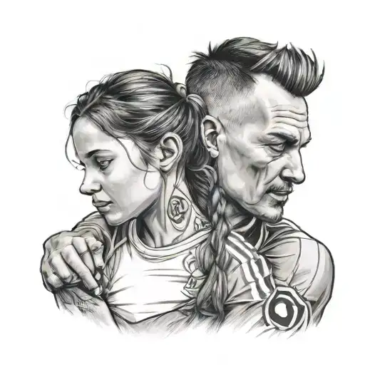 Daughter In Father's Arms In Soccer Jersey