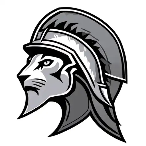 Lions Head With Spartan Helmet