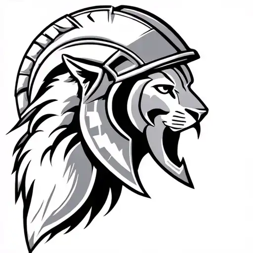 Lions Head With Spartan Helmet