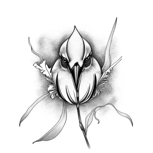 Magpie Bird And Irises