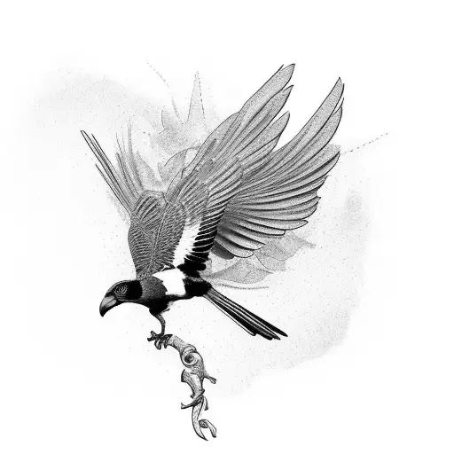 Magpie Bird And Cornflowers