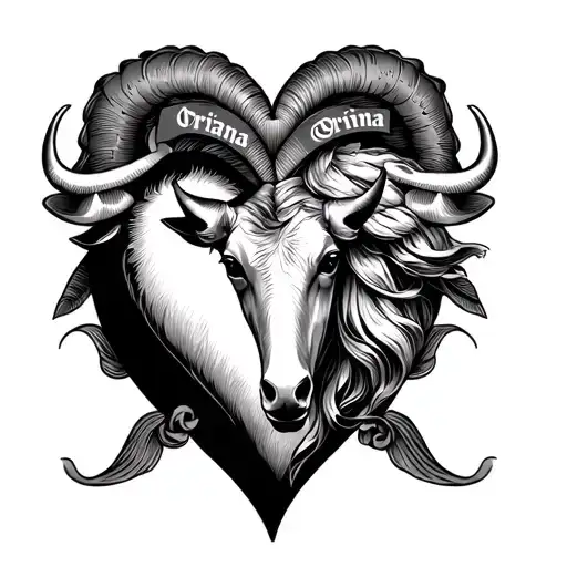 Traditional Mom Heart But With The Name Oriana And Taurus Zodiac Sign