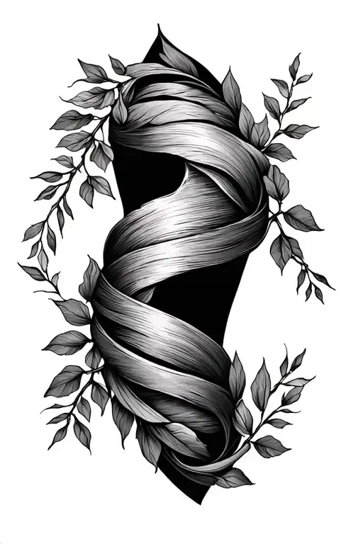 Foliage Line Art On Vine Wrapped For Knee