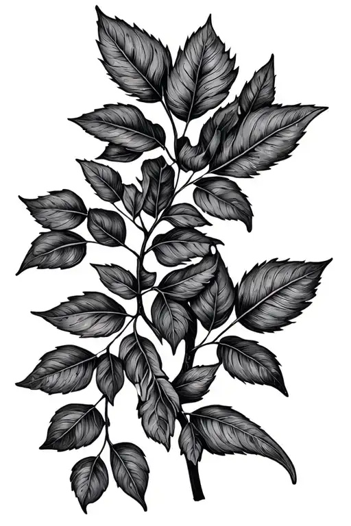 Foliage Leaves Line Art On Vine