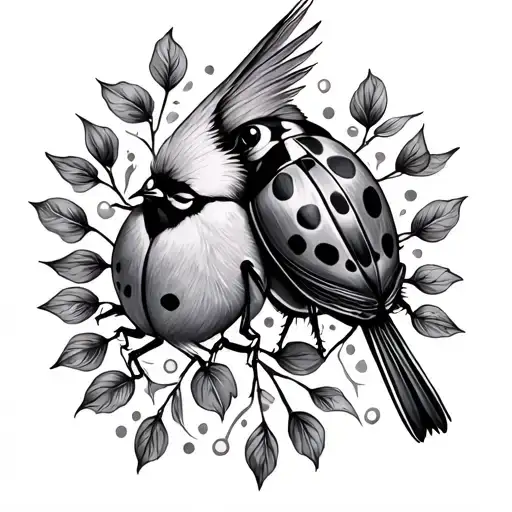 Cardinal And Ladybug