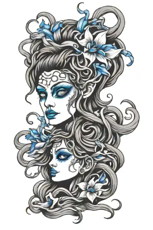 Medusa Eyes With Dreadlocks And Blue Irises